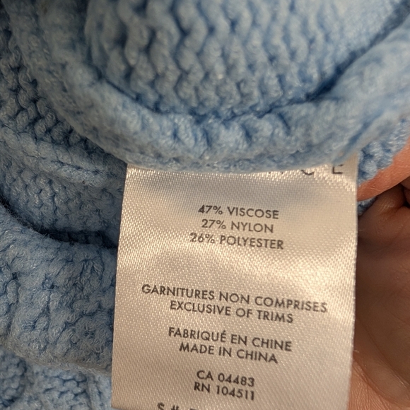 WOMANCE BABY BLUE CABLE KNIT SWEATER SIZE SMALL - Picture 7 of 7